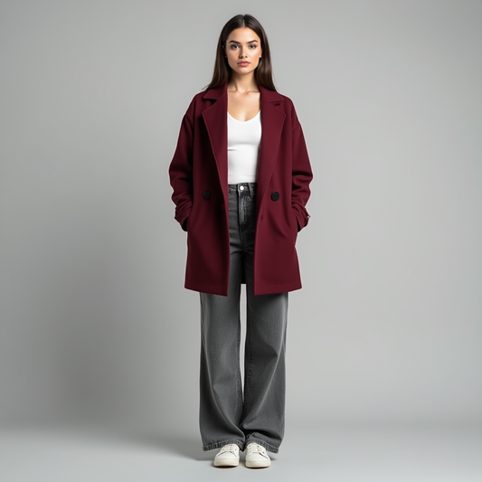 Abrigo Oversize Burdeos